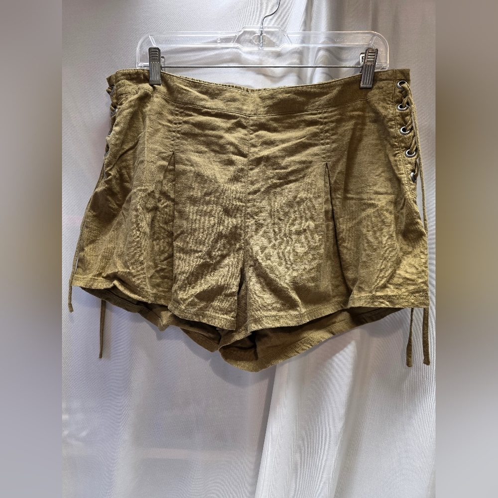 Free People High Waist Lace-Up Tan Shorts